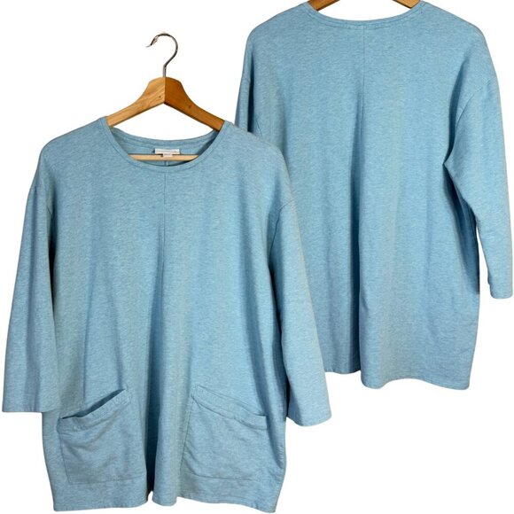 J. Jill Pure Jill Crewneck Knit Sweater Pullover Women's Large Blue Pockets Cozy - Picture 2 of 13